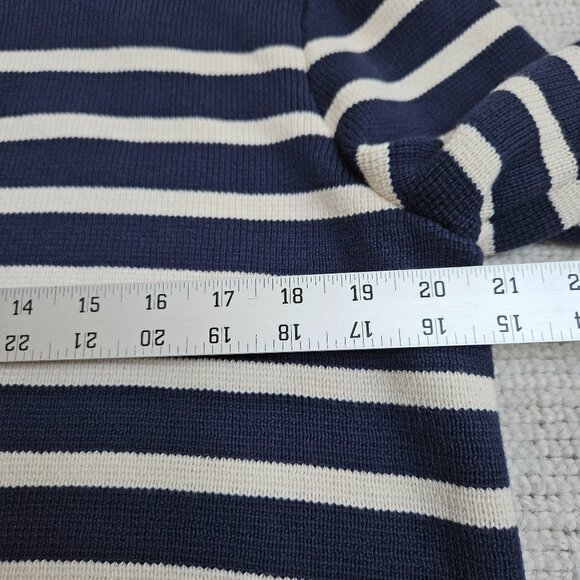 J. Crew Emilie Sweater Lady Jacket In Stripe XL Blue Ivory Cotton Office Casual - Picture 6 of 10